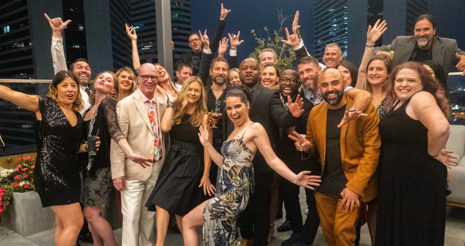 Entrepreneurs and professionals celebrating together at a community event
