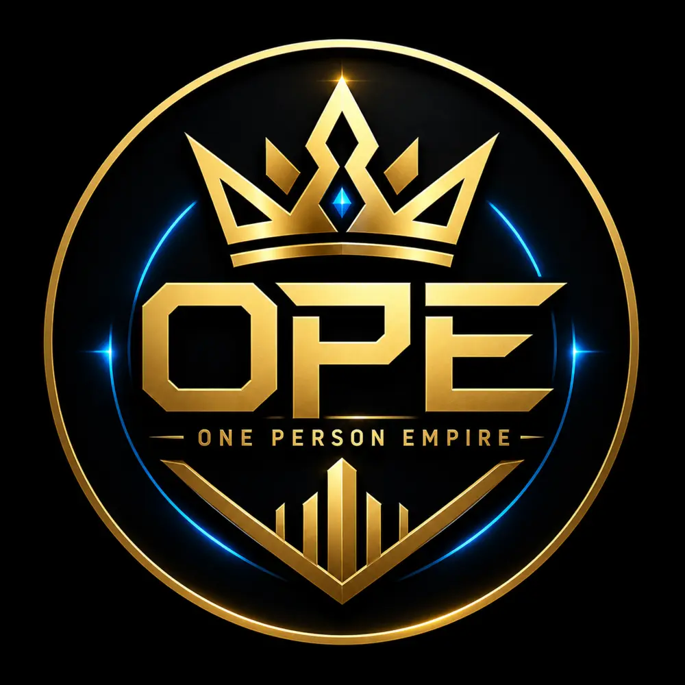 One Person Empire gold and blue crown emblem